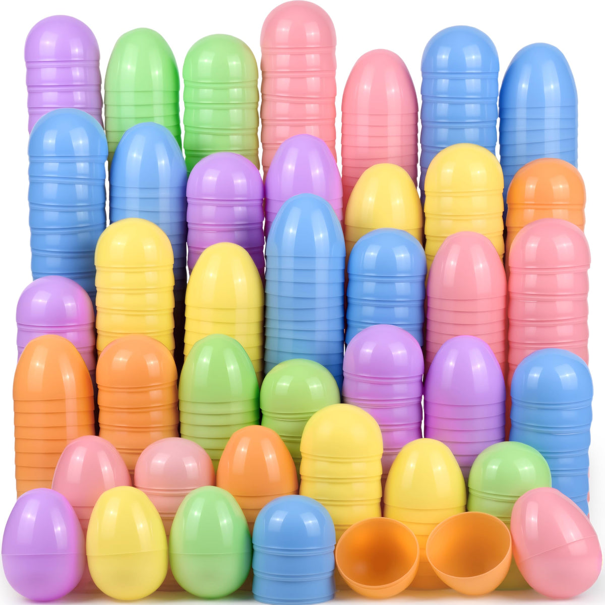 Lavwix 360Pcs pastel Easter eggs in six colors brighten baskets and lawns.