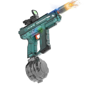 Lawdiey electric water gun dark green front view shows action ready profile