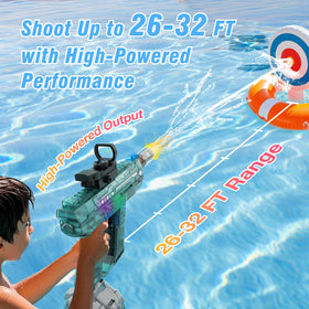 Lawdiey electric water gun flame light effect adds exciting visuals during water battles.