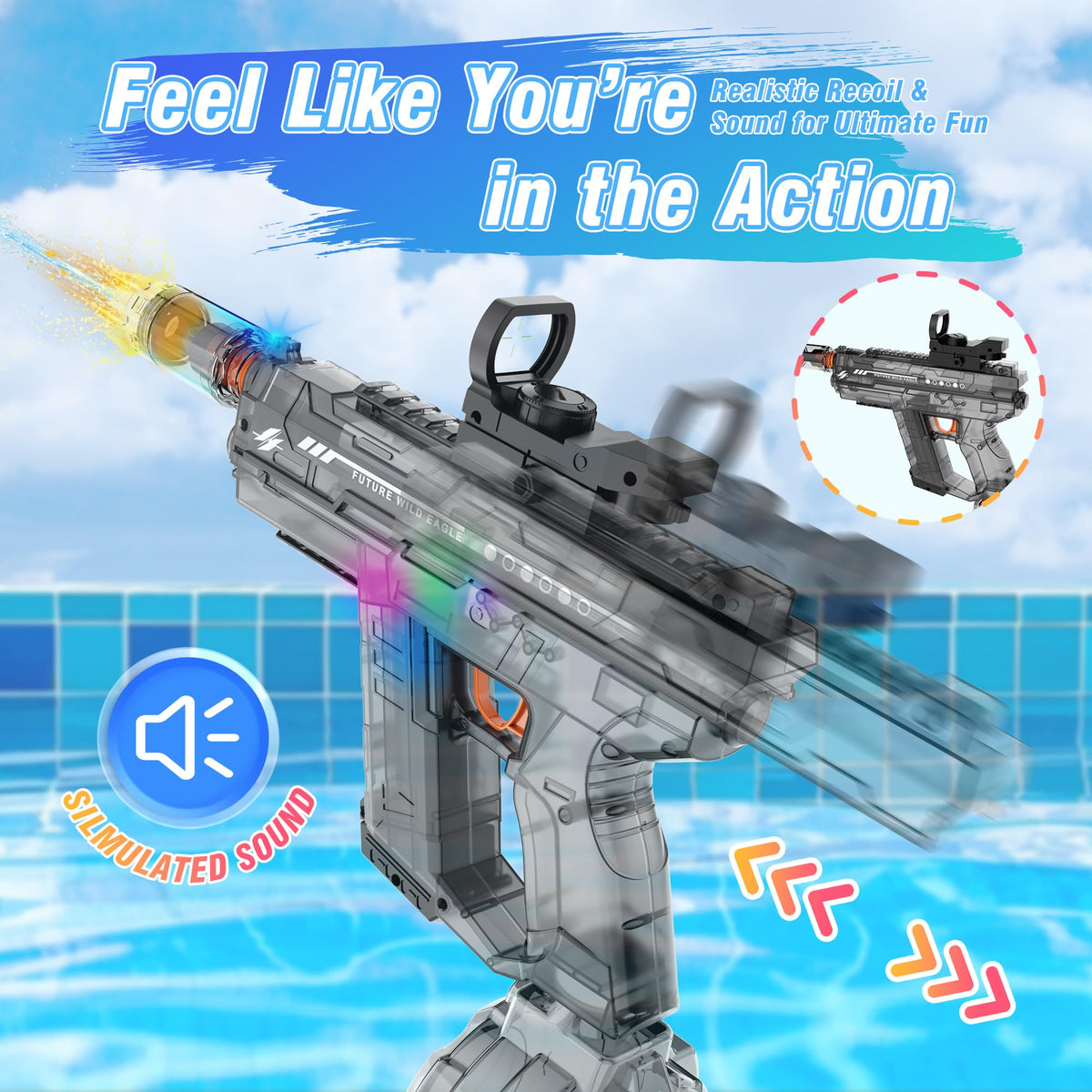 Lawdiey long-range water gun shoots up to 32 feet for extended skirmishes.