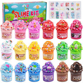 LAWOHO 18 color butter slime kit with jars showing vibrant hues for creative play