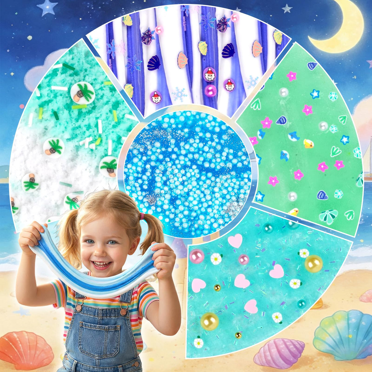 LAWOHO blue clear crystal slime with bubbles and translucent shine for visual appeal