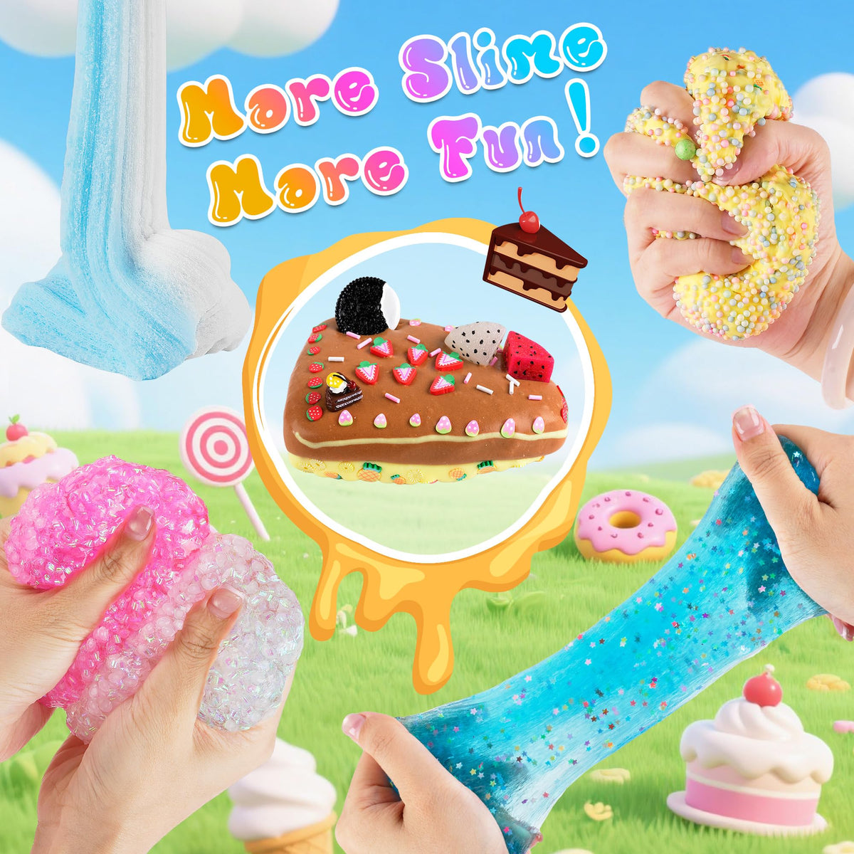 Closeup of crunchy, soft butter slime texture ready to stretch with LAWOHO
