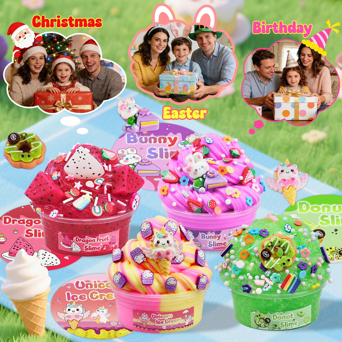 Kids enjoying sensory play with non-sticky LAWOHO slime set
