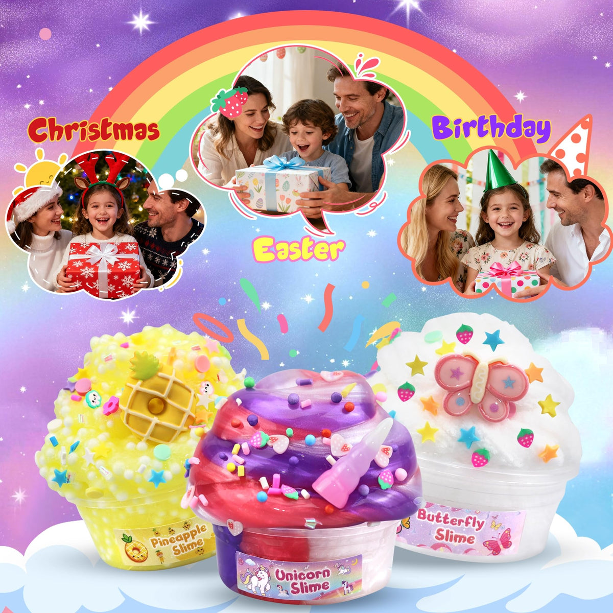 LAWOHO slime kit in use with kids enjoying stress relief sensory play at home.