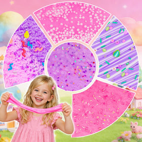 LAWOHO pink clear crystal slime with sparkly texture for calming squeezy play.