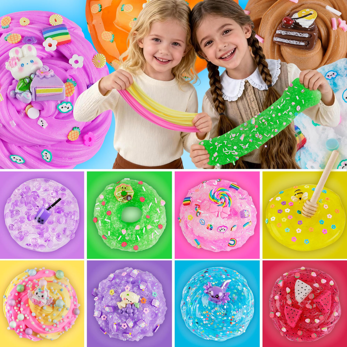 LAWOHO slime jars with add-ins and charms for colorful DIY projects