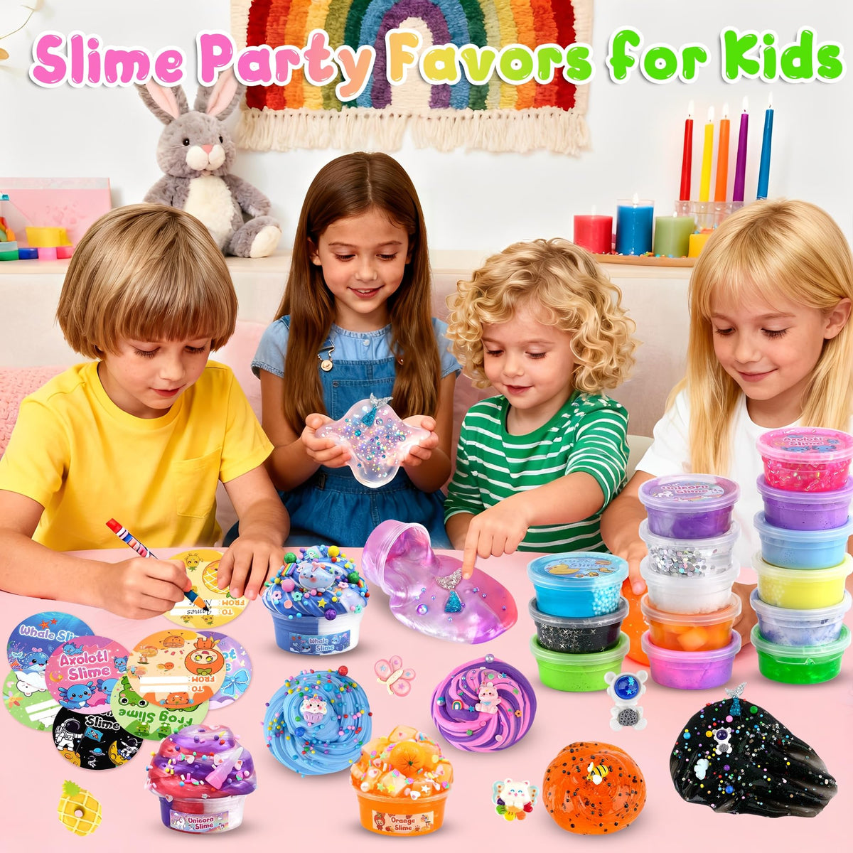 LAWOHO 15-pack slime kit displayed as a vibrant prize for kids creativity.