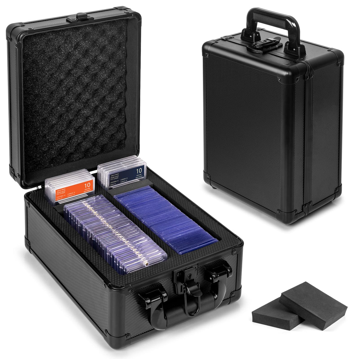 LAYAONE graded card storage box with foam dividers keeps slabs organized and protected.