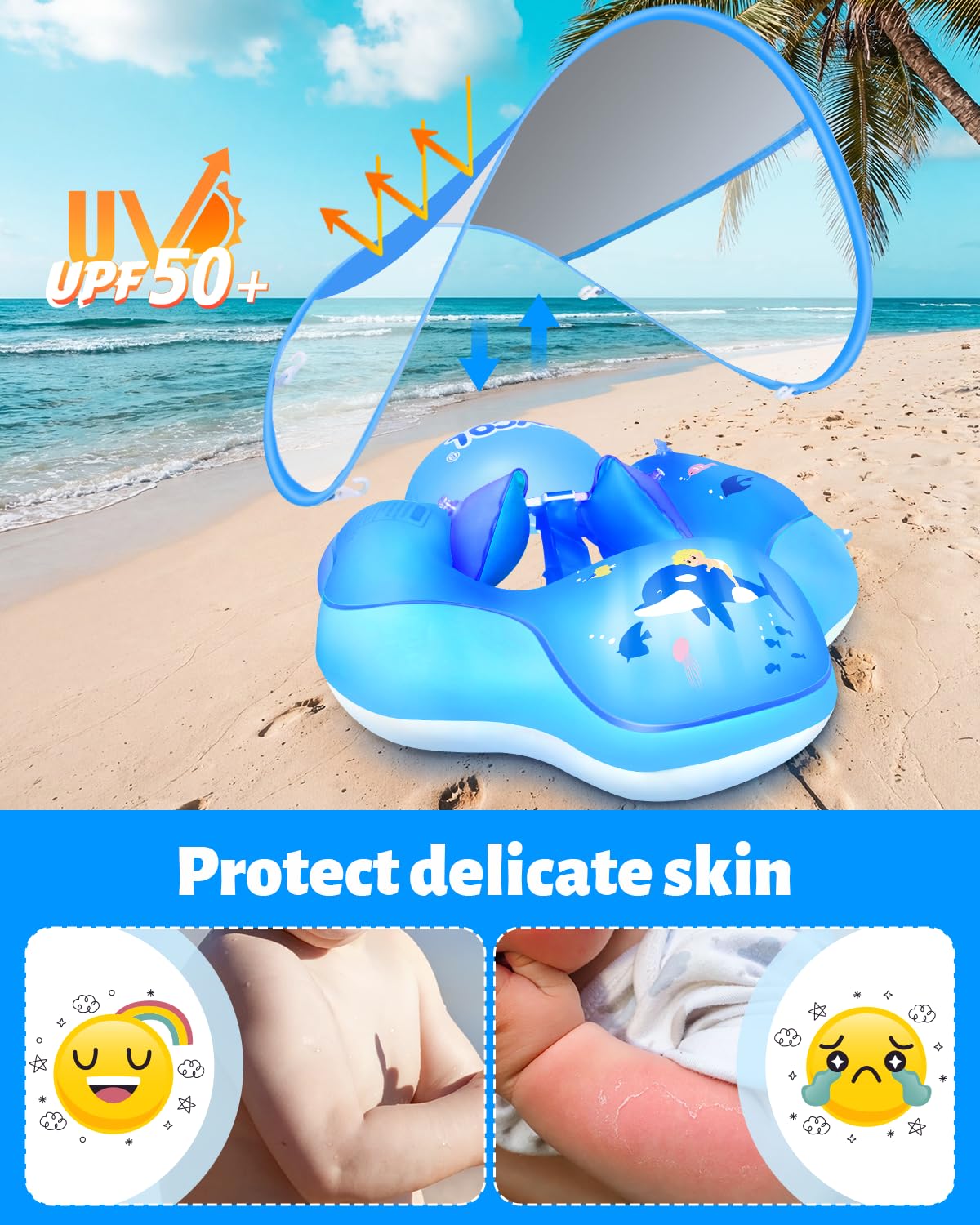 LAYCOL baby pool float with five-point buckle keeps little one secure