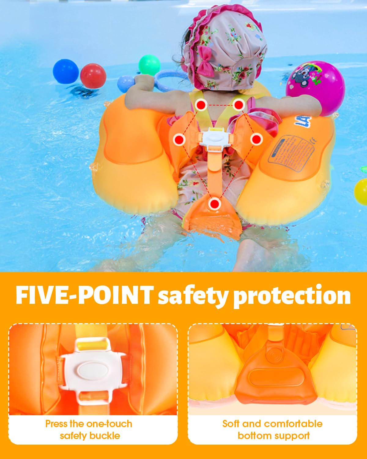 LAYCOL baby pool float raised front design prevents forward tipping