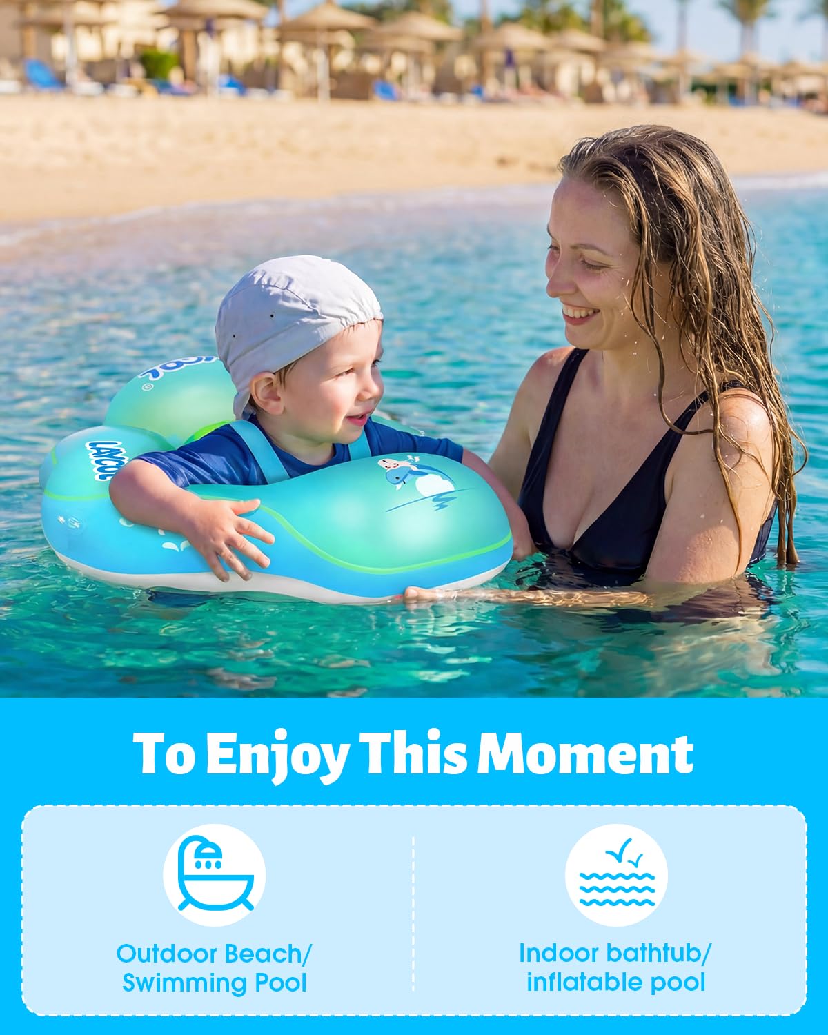 LAYCOL travel-friendly float inflates quickly for easy packing.