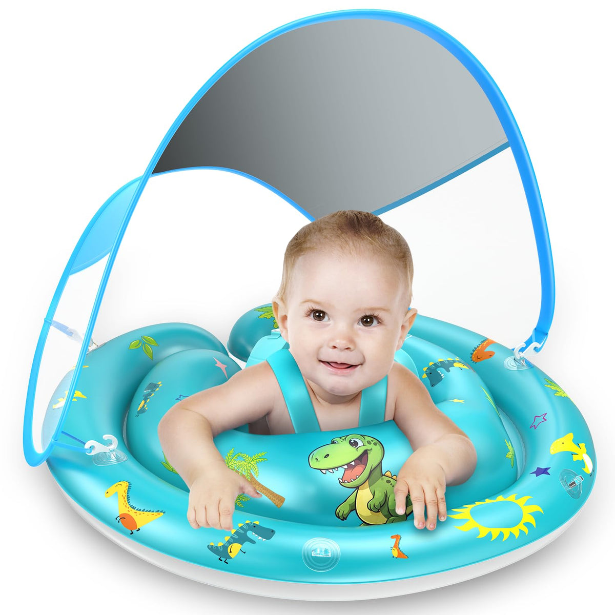 LAYCOL baby pool float with canopy for sun protection and comfy seating