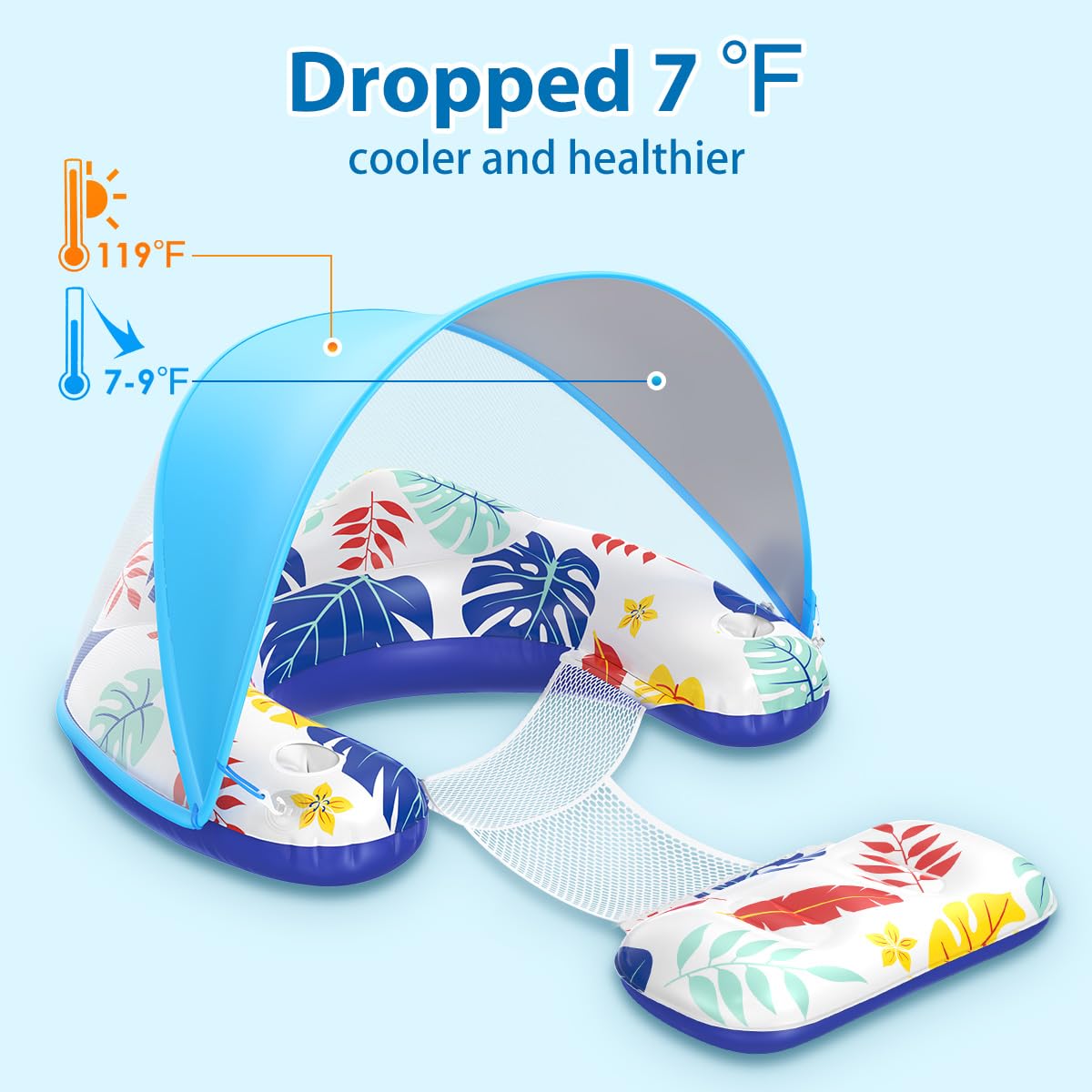 LAYCOL pool float includes a phone holder for hands-free entertainment.