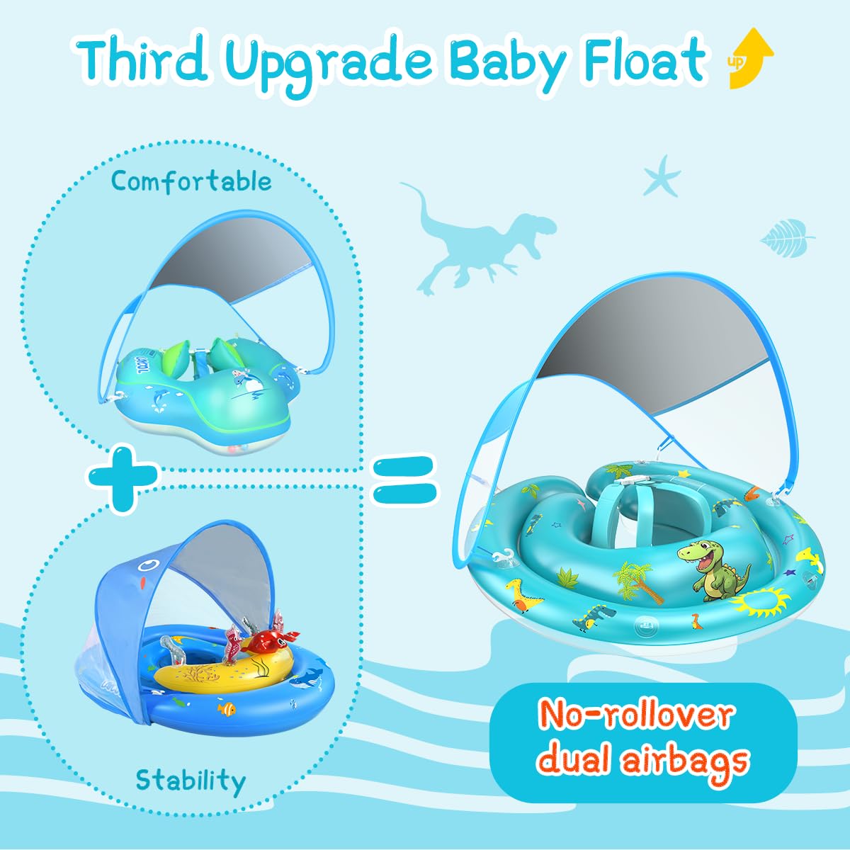 LAYCOL removable canopy keeps shading as your baby moves in the water