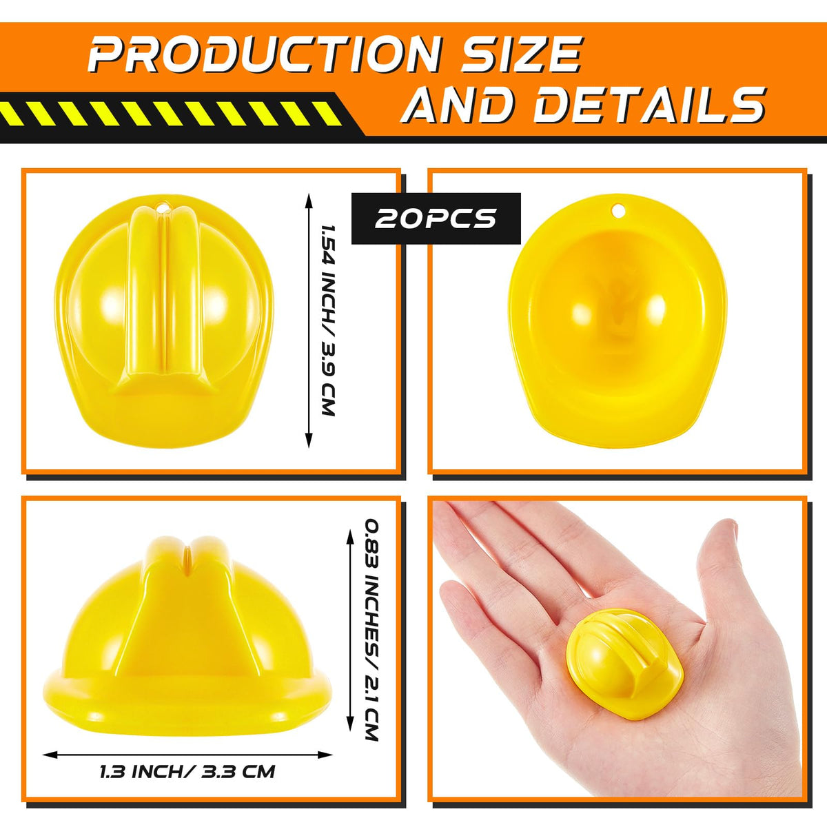 Layhit mini construction hat orange ideal for party décor and cake accents