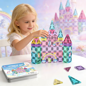 LAYVIC mini magnetic tiles castle encourages imaginative building and storytelling