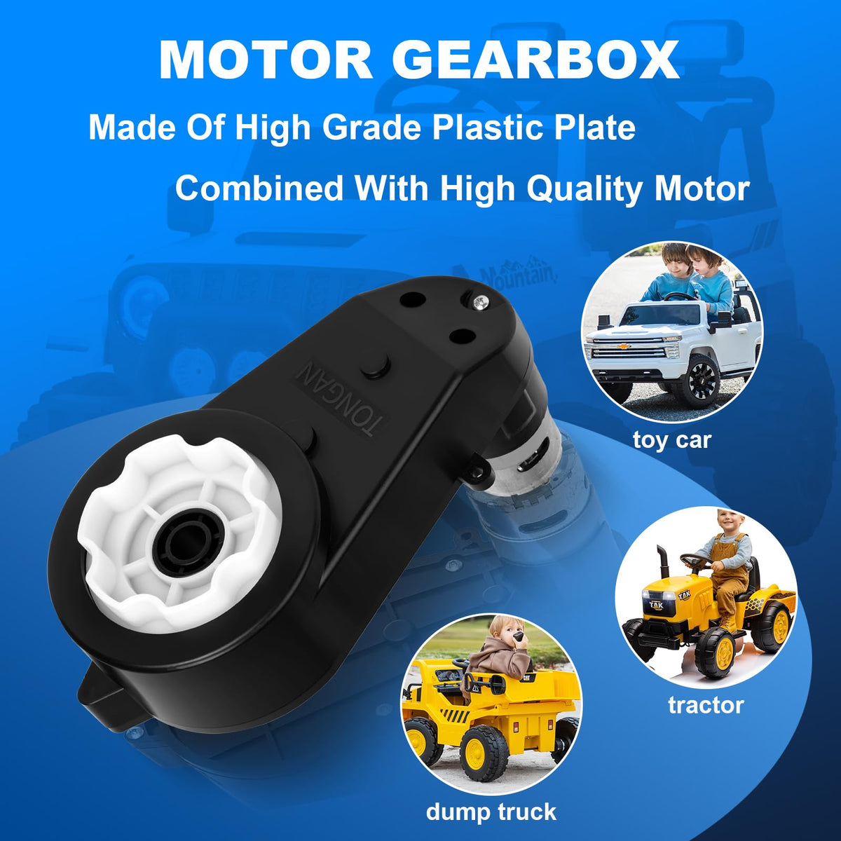 LAZORA gearbox compatible with Power Wheels and other ride-on toys for easy upgrades.