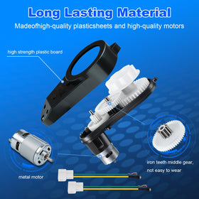 LAZORA gearbox showing quick-connect connectors for solder-free setup.