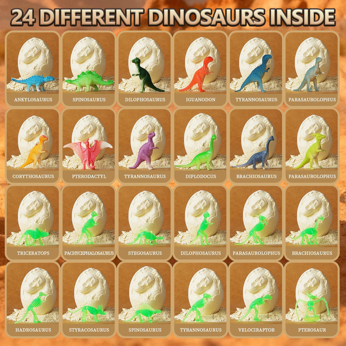 LAZUBDSLQ Dinosaur Eggs Dig Kit: knowledge cards give quick facts for curious minds.