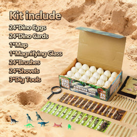LAZUBDSLQ Dinosaur Eggs Dig Kit: magnifying glass helps turn clues into discoveries.