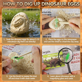 LAZUBDSLQ Dinosaur Eggs Dig Kit: dinosaur world map boosts imaginative STEM exploration.
