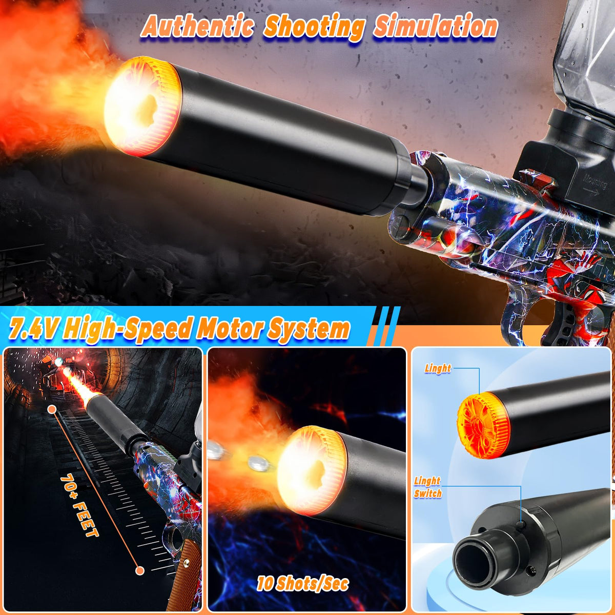 Lazzarou light-up splatter blasters illuminate night games
