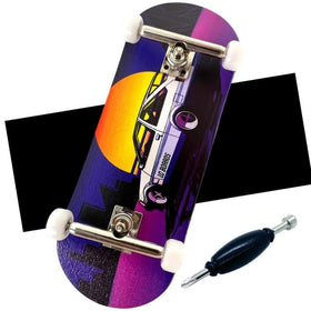 LC Boards fingerboard 86 graphic with foam grip tape for secure tricks.