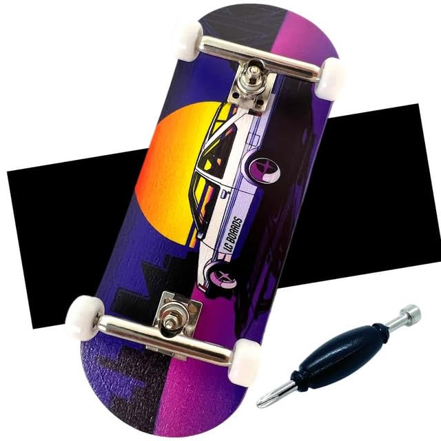 LC Boards fingerboard 86 graphic with foam grip tape for secure tricks.