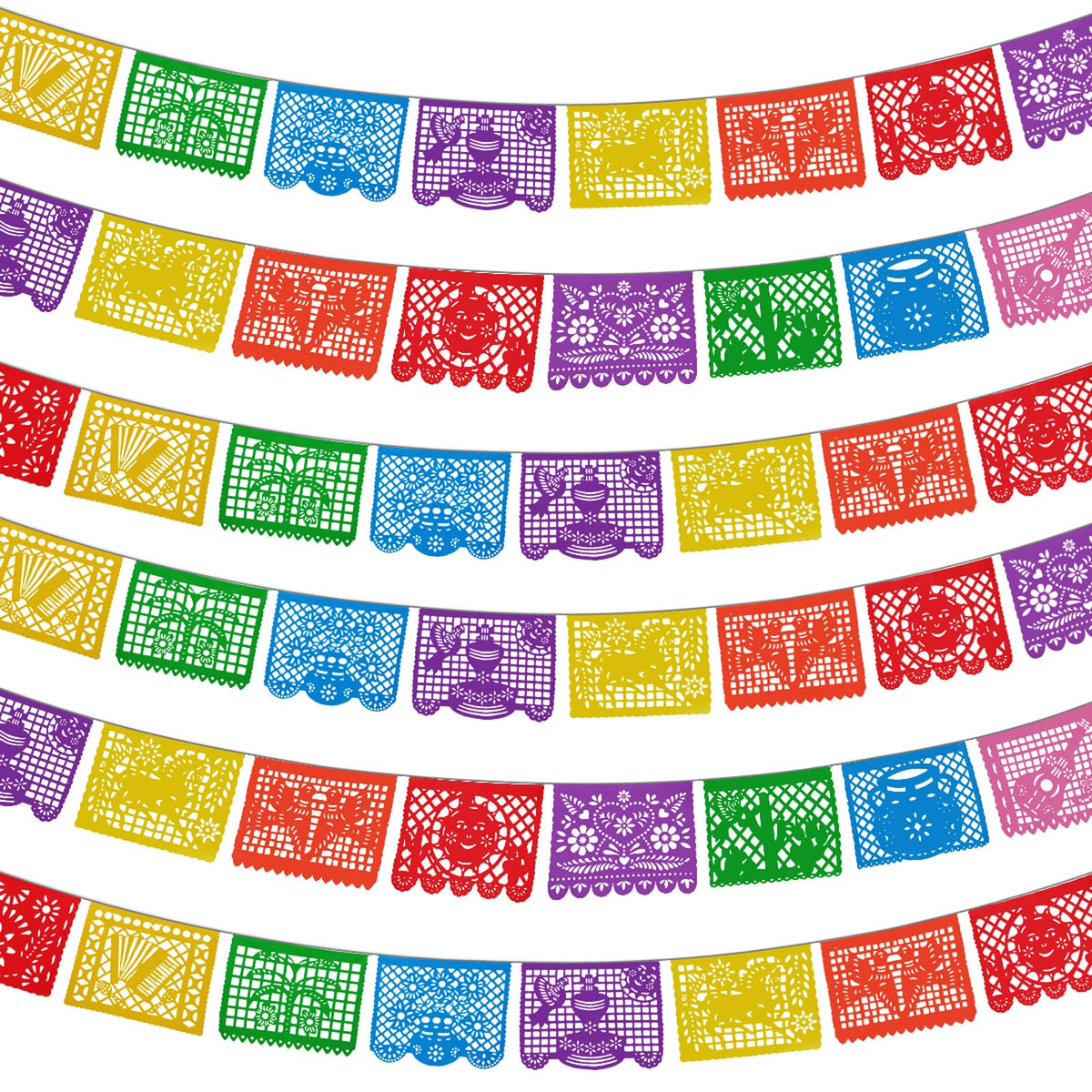 Lctevvn papel picado banner 12-panel for vibrant indoor fiestas.