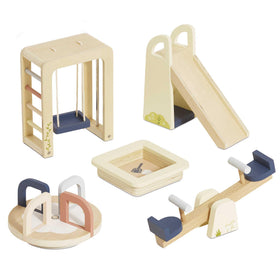 Le Toy Van Dollshouse Outdoor Furniture Set spinning merry-go-round for imaginative play
