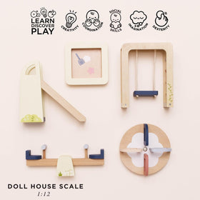 Le Toy Van Dollshouse Outdoor Furniture Set seesaw promotes cooperative play