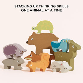 Le Toy Van Petilou Forest Stacker child playing at table highlights focused, hands-on learning.