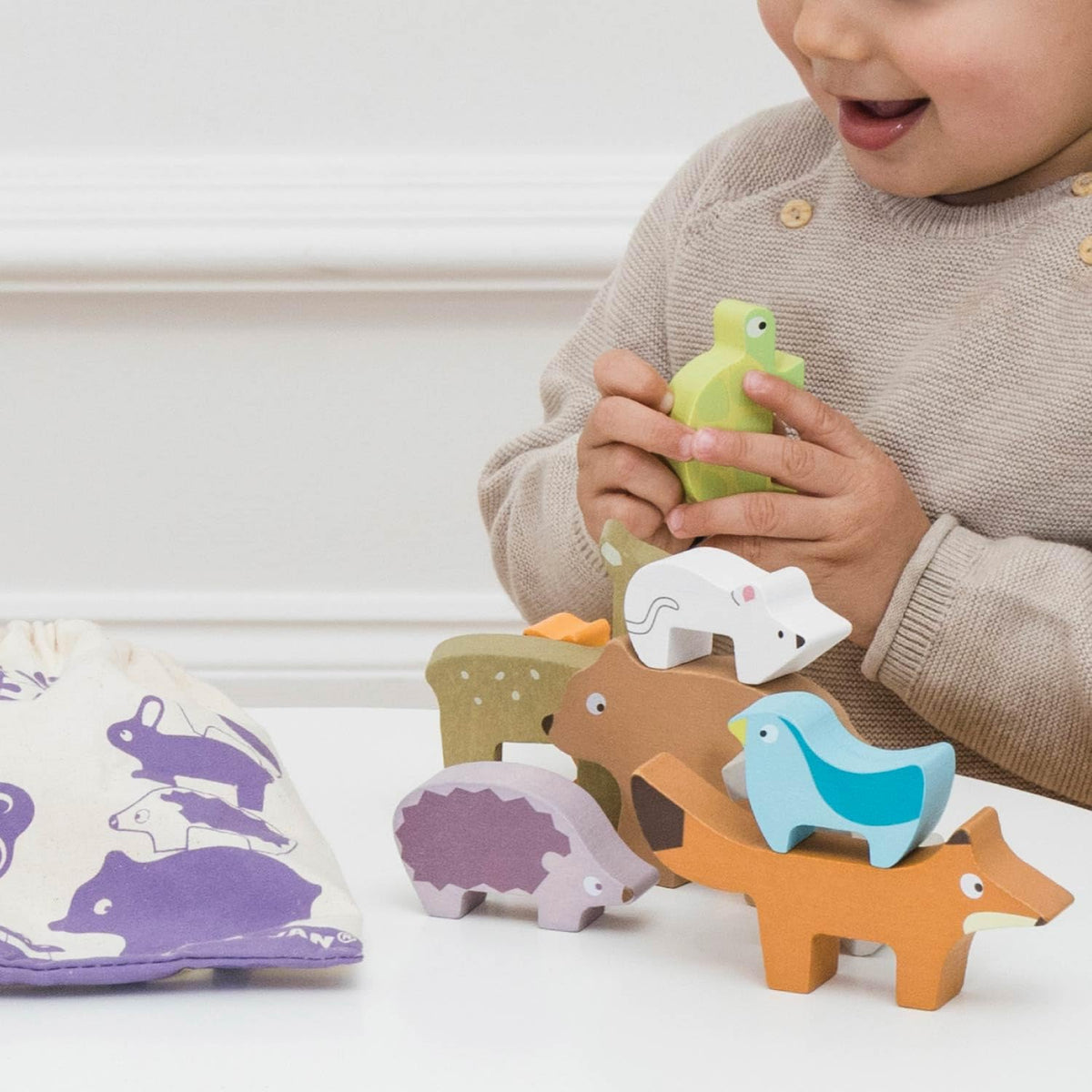 Le Toy Van Petilou Forest Stacker travel-friendly design supports play anywhere.