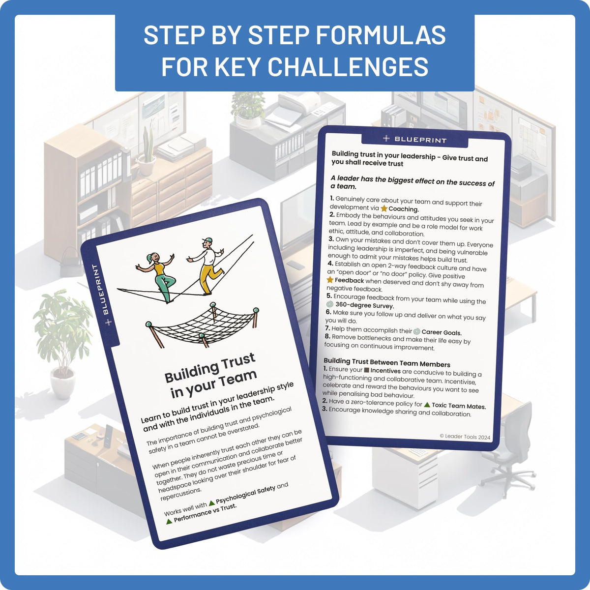 Leader Tools performance-review script card helps structure constructive feedback