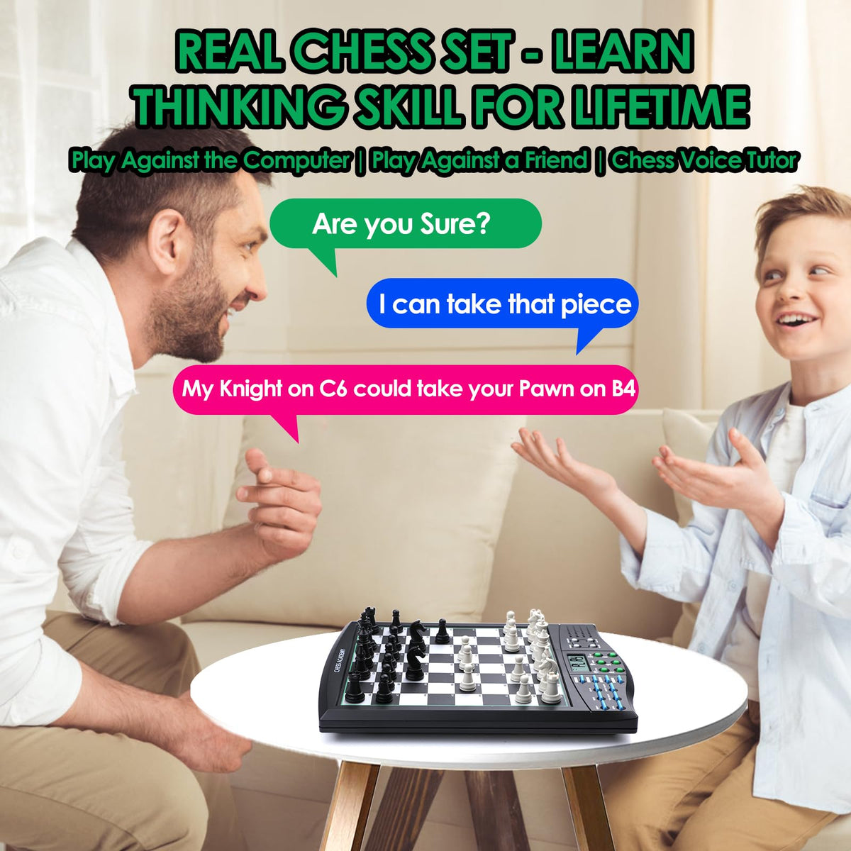 LEAFITOYS Talking Chess Academy 1-2 player mode for solo and paired play