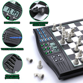 LEAFITOYS Talking Chess Academy large LCD digits improve visibility during practice