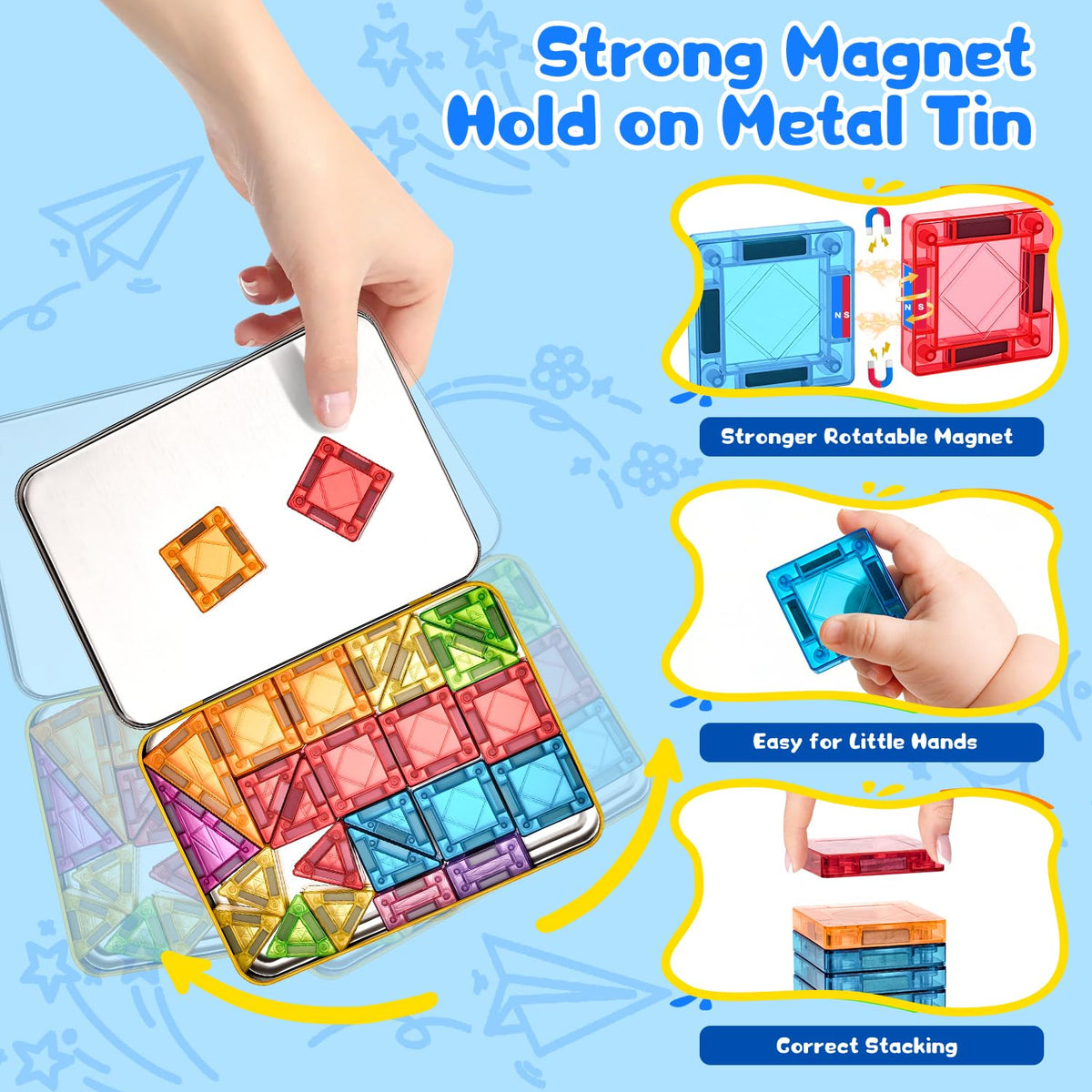 LeagoEra magnetic tiles compatible with standard tiles for seamless expansion.