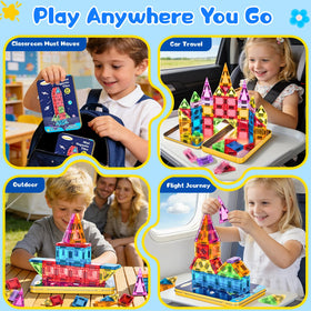 LeagoEra magnetic tiles kids building rocket model demonstrates imaginative play and fine motor skills.