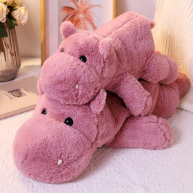 Leahaoe couch-side hippo plush offering relaxing companionship