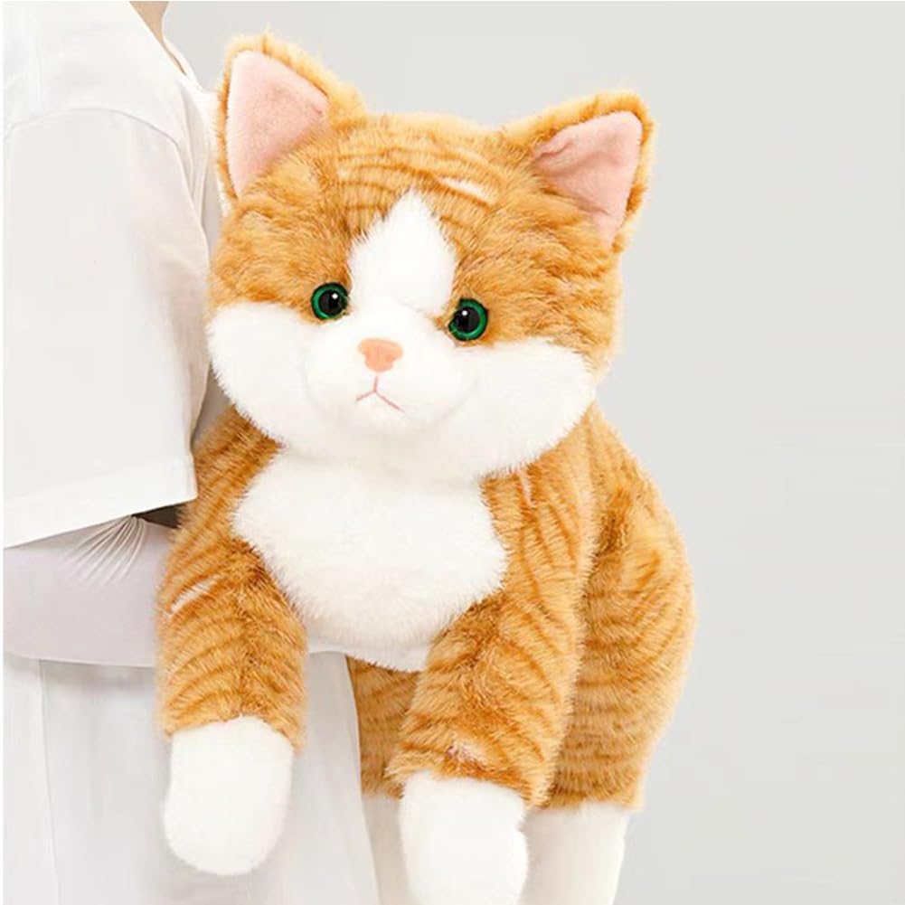 Leahaoe large weighted cat 26-inch full-body view, ultra-soft plush for cozy cuddles.