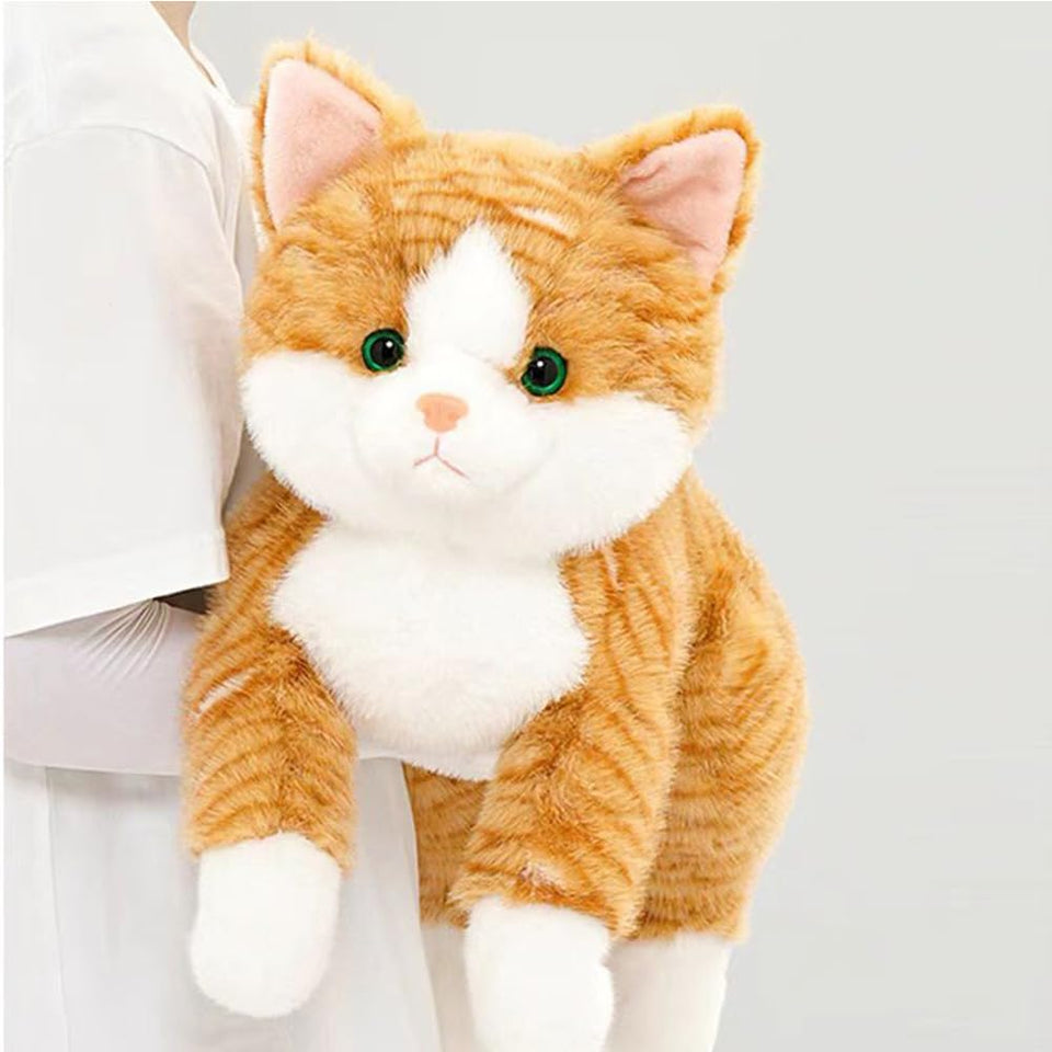 Leahaoe large weighted cat 26-inch full-body view, ultra-soft plush for cozy cuddles.