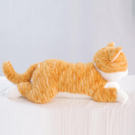 Leahaoe large weighted cat gray side view, plush surface detail.