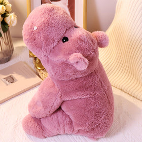 Leahaoe soft pink hippo stuffed animal close-up showing ultra-soft fabric