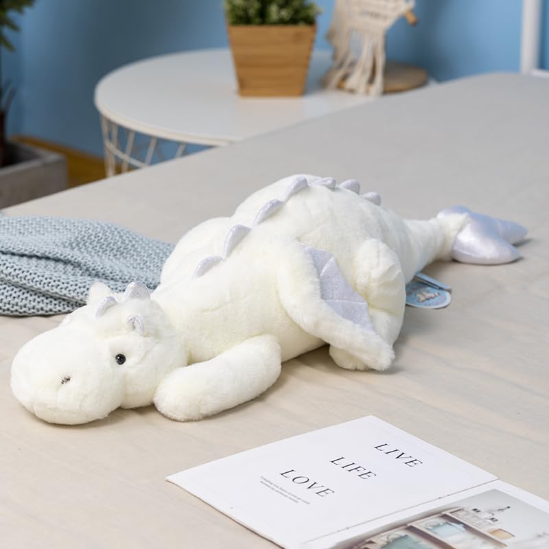 Leahaoe weighted dragon 35.4-inch front view shows soft plush for comforting hugs.