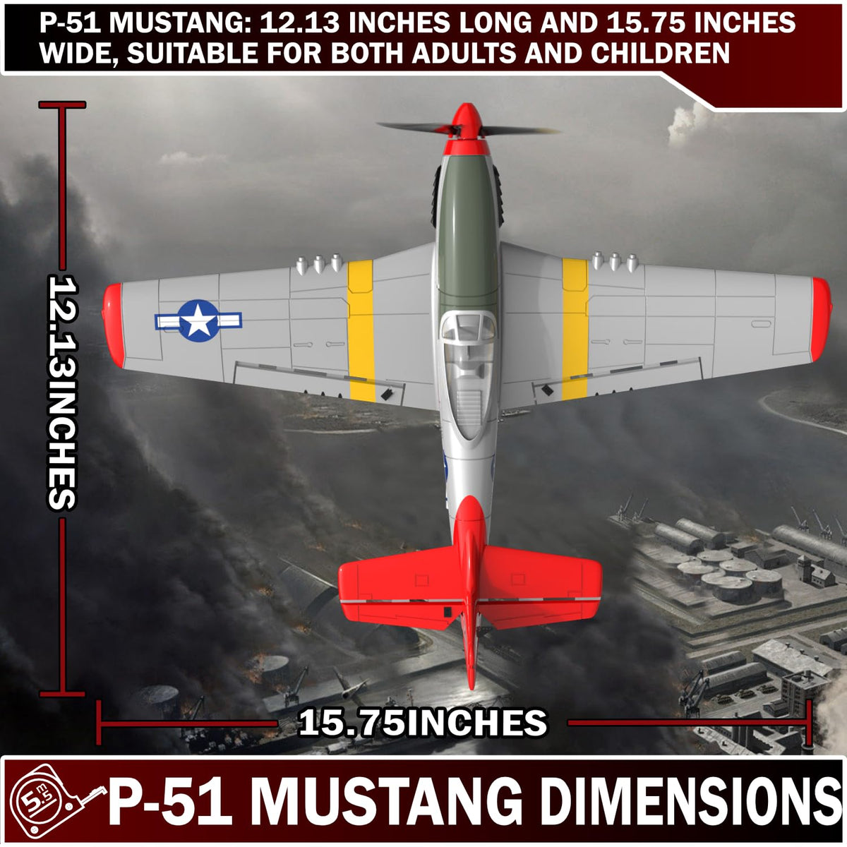 LEAMBE P51 Mustang RC plane in glide demonstrating XPilot stabilization.
