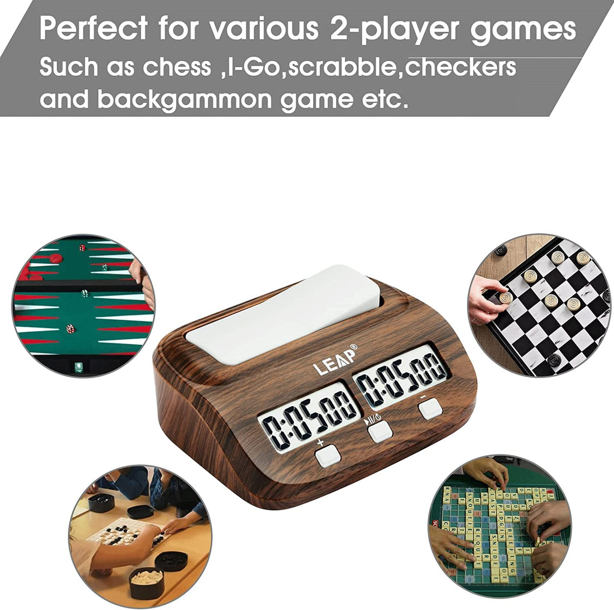 LEAP chess clock wooden style battery compartment detail for easy replacement