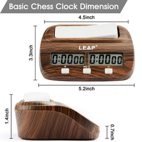 LEAP chess clock wooden style side view highlighting slim profile for travel