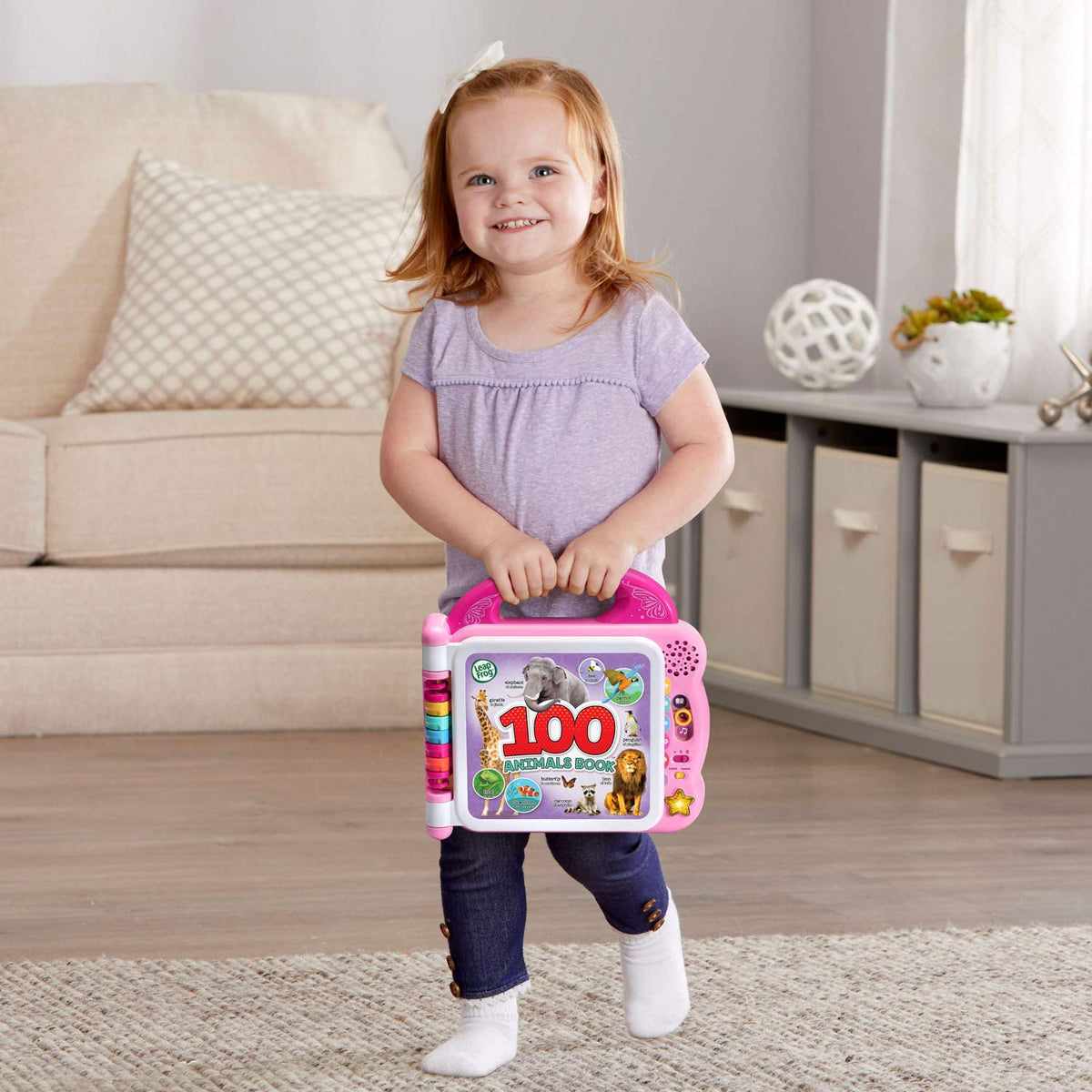 LeapFrog 100 Animals Book batteries demo powering interactive learning during playtime.