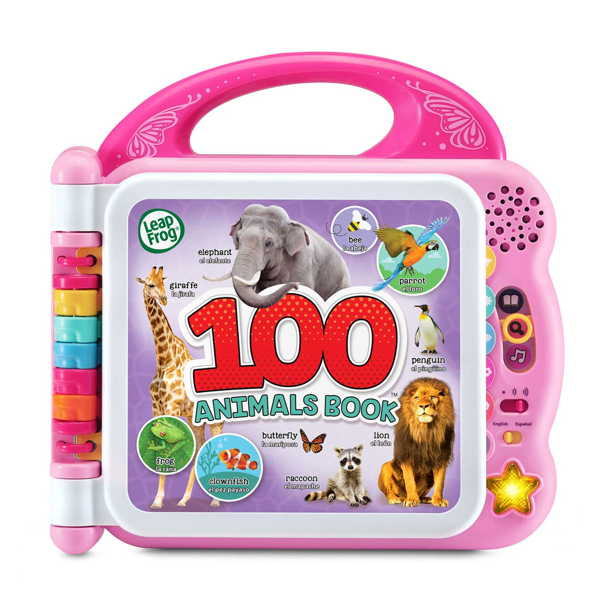 LeapFrog 100 Animals Book pink cover, inviting tactile exploration for curious toddlers.
